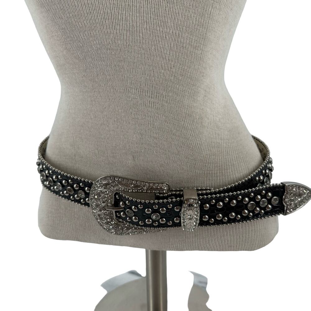 Western Rhinestone cowgirl leather belt